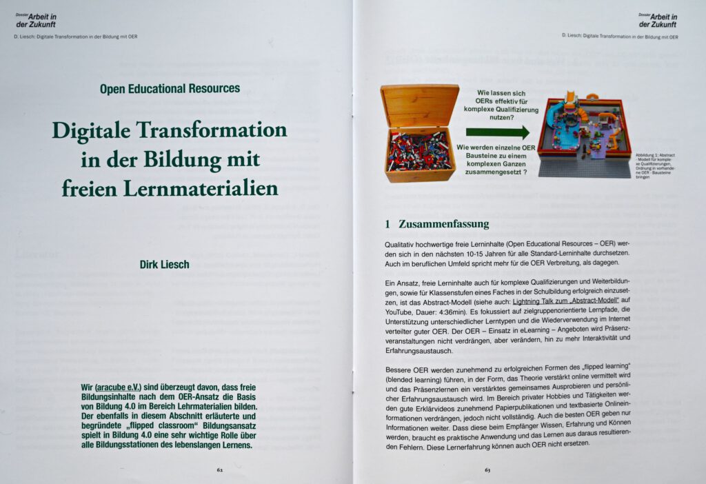 Veröfftlichung: digitale Transformation in der Bildung mit freien Lernmaterialien, Dirk Liesch 